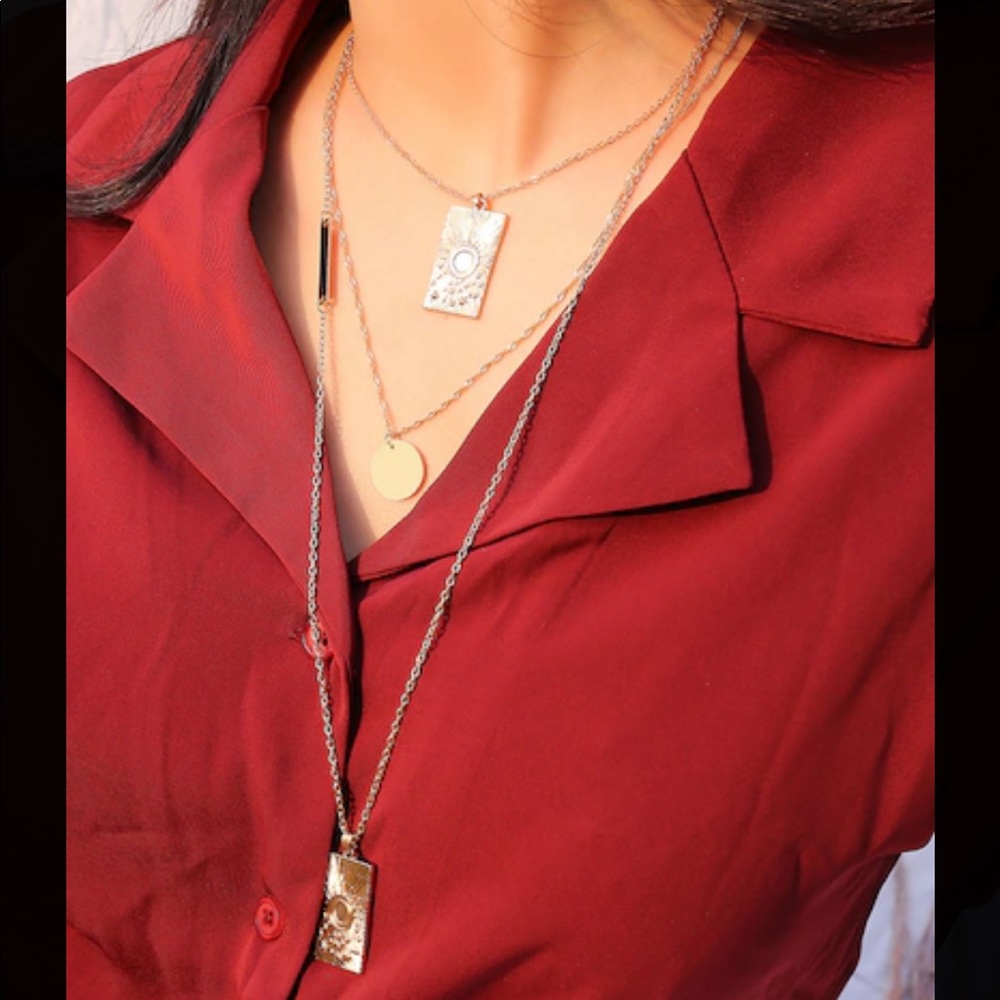 SALE Sunrise Layered Pendant Necklace - Picture 2 of 5
